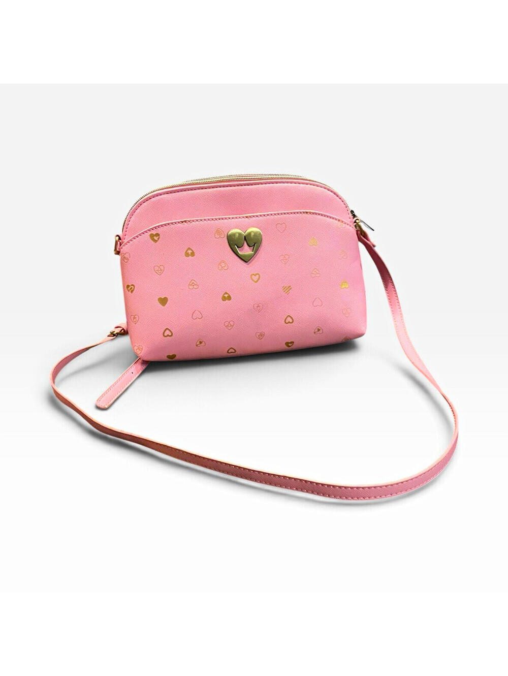 Disney Pink Heart Print Crossbody Bag Zip Detachable Adjustable Strap